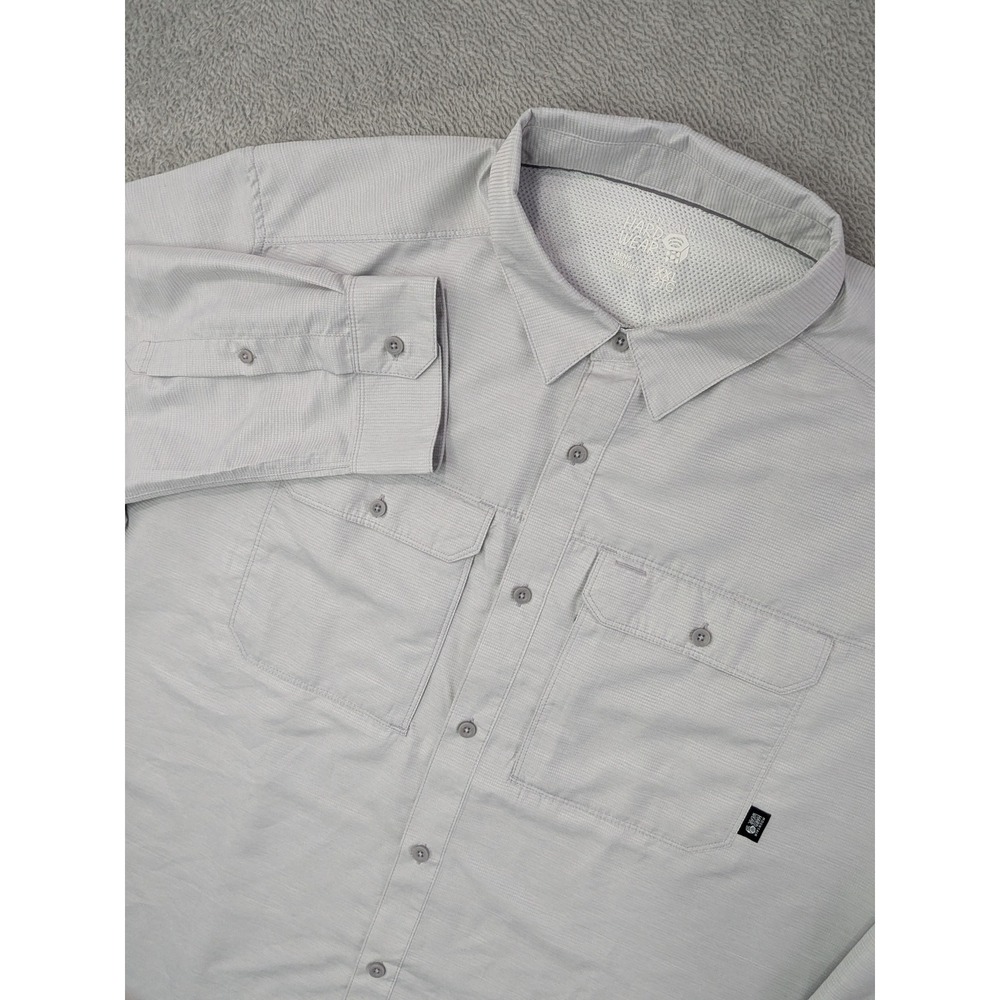 Mountain Hardwear Mens XXL Gray Long Sleeve Button Up Shirt Lightweight Vented